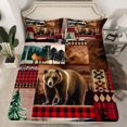 thumbnail image 2 of Homewish Fox Bear 3pcs Twin Sheet Sets For Teens Boys Girls,Jungle Animal Twin Fitted Sheet,Geometric Plaid Grid Breathable Flat Sheet,Breathable Home Decor, 2 of 7