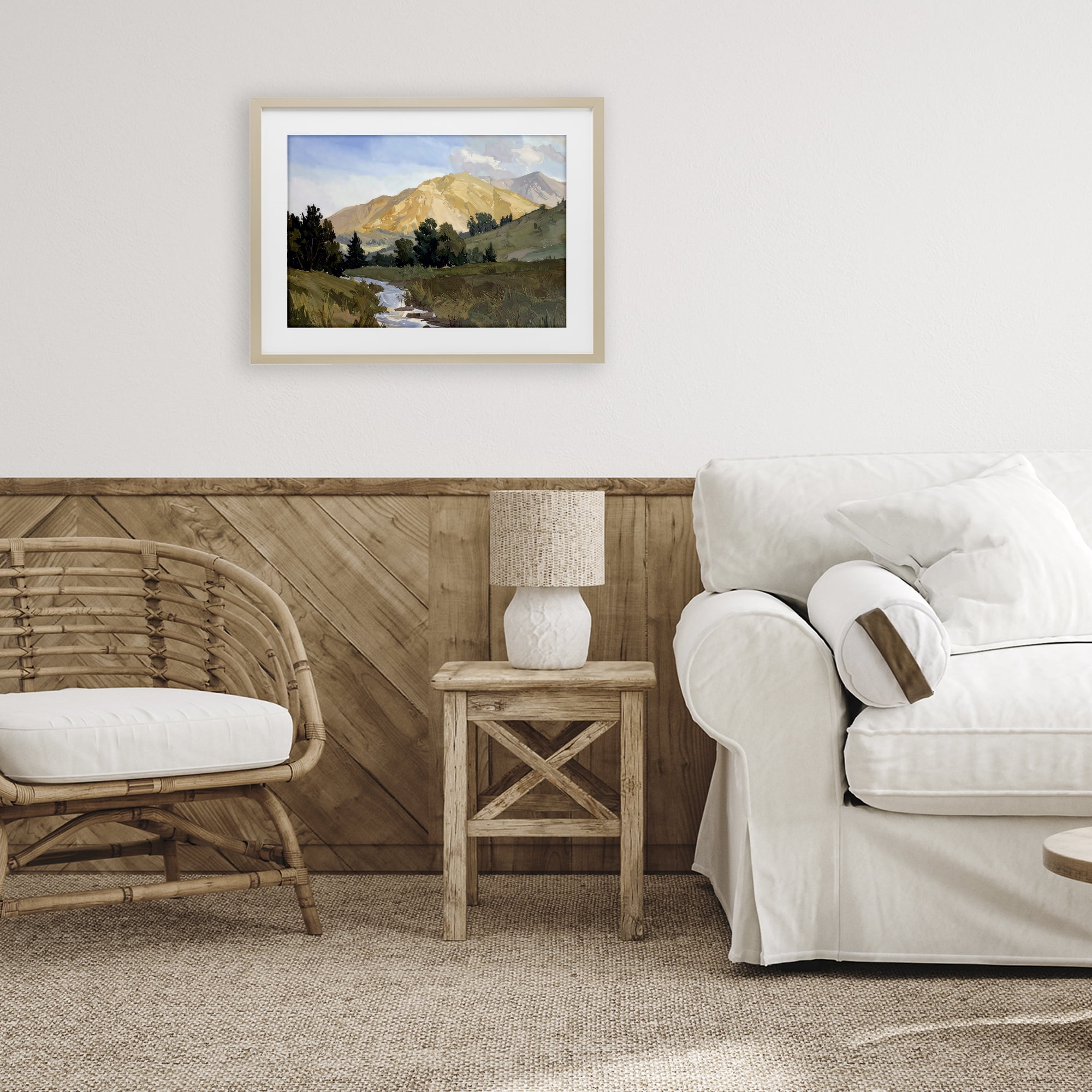 Stupell Industries Mountain Divide Valley Birch Framed Print Under Glass, design by Alonza Saunders