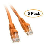 ACL 6 Inch RJ45 Snagless/Molded Boot Orange Cat5e Ethernet Lan Cable, 5 Pack