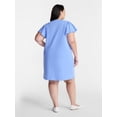 thumbnail image 2 of Terra & Sky Women’s Plus V Neck Mini Dress with Short Flutter Sleeves, Sizes 0X-5X, 2 of 4