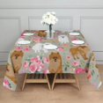 thumbnail image 3 of Pomeranian Dog and Flower Floral Square Tablecloth,Waterproof Square Table Cover,Wipeable Spillproof Washable Table Cover for Home Kitchen Party Decor 42"X42"(107x107cm), 3 of 6