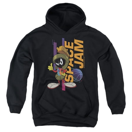 Space Jam 2 Marvin Standing Kids Pull-Over Hoodie (Large) for Youth Boys and Girls Black