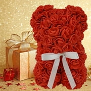 Way To Celebrate 9.25 Red Artificial Rose Bear Valentines Day Gift