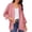 Pink, variant on PBFRDSJ Womens Cotton Cover Up Button Down 3/4 Sleeve Lightweight Cardigan Casual Crinkle Shirts Tops