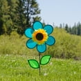 thumbnail image 2 of In the Breeze 2776 - 12 Inch Teal Sunflower Spinner with Leaves — Colorful Flower for your Yard and Garden, 2 of 6