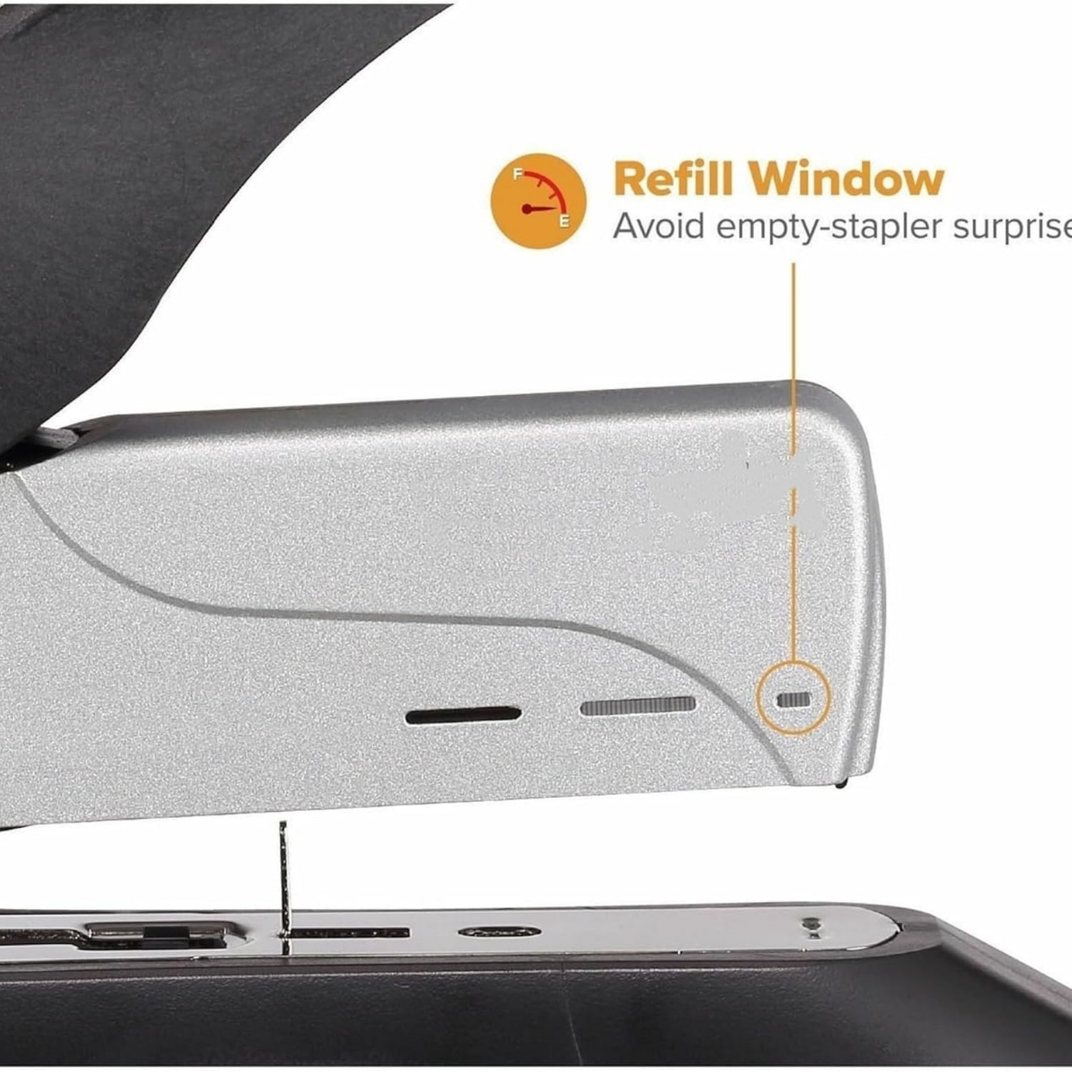 Heavy Duty Stapler - Two Fingers, No Effort, Spring Powered Stapler - 100 Sheets, Gray