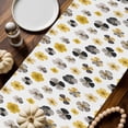 thumbnail image 2 of Yellow Black Flower Texture Cotton Linen Table Runner, Washable Table Runners for Kitchen, Dining Room, Holiday, Home Party Table Decor, 13x72 Inches, 2 of 9
