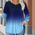 thumbnail image 4 of QQAMB Womens Tops Plus Size Crewneck Gradient Color Long Sleeve Shirts Tunics Fall Casual Pullover Loose Basic T-Shirt, 4 of 6