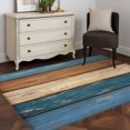 thumbnail image 5 of Farmhouse Navy Blue Brown Area Rug 4x6 Washable Rug Non Slip Vintage Wooden Striped Large Area Rug Indoor Floor Carpet for Entryway Bedroom Kitchen Living Room Home Office Dining Room Nursery, 5 of 8