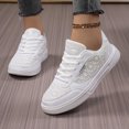 thumbnail image 2 of Women's Lace Mesh Sneakers Breathable White Floral Pattern Casual Walking Shoes Lightweight Fashion Tennis Shoes for Summer, 2 of 9