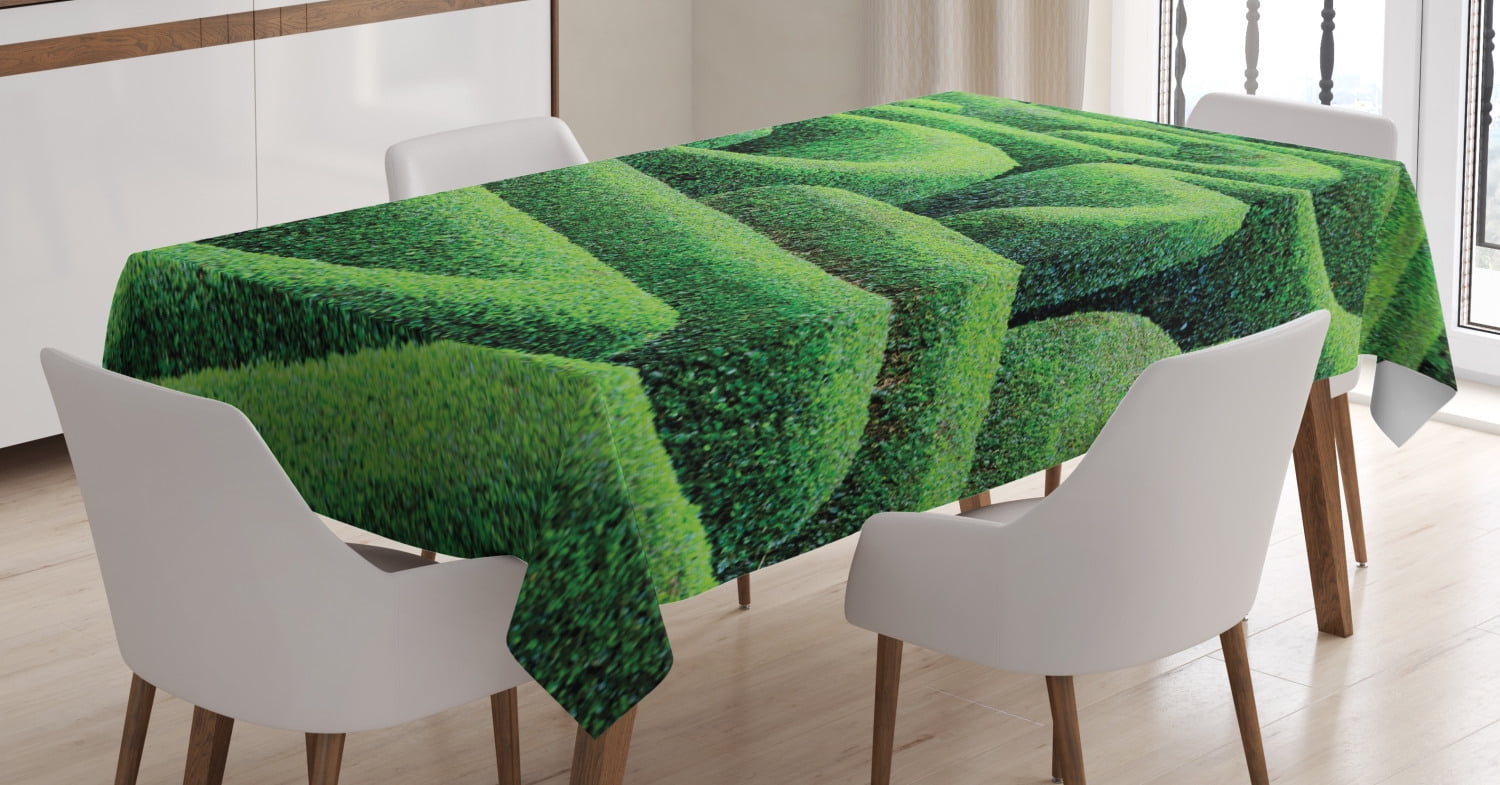 Garden Tablecloth, Green Plant Maze Growth Ecology and Nature Theme