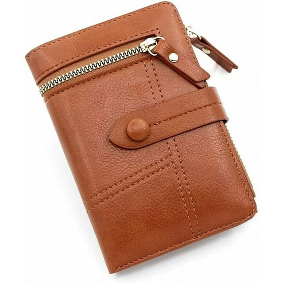 Womens Wallet Leather Purse with Card Slots Id Window Zipper Coin Purse Small Wallet