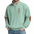 thumbnail image 5 of Men's Hoodless Sweatshirt Heavyweight Pullover Long Sleeve Crewneck Casual Athletic Jogging Workout Top With Front Pocket Streetwear Gym Training Light Green 2XL, 5 of 5