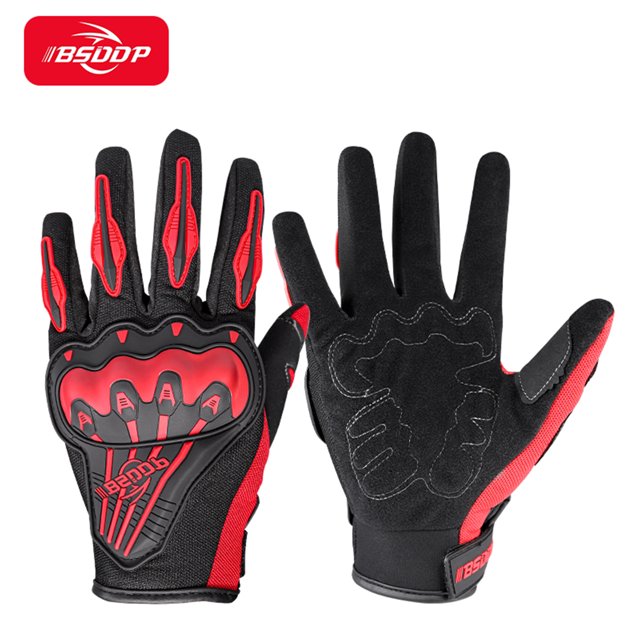 BSDDP RH-A0123 Full Finger Motorcycle Gloves with PVC Shell Knuckle Protection, Anti-Slip Palm Grip, Adjustable Wrist Fastener Tape & Shock-Absorbing Palm Cushion - Breathable Mesh Construction,