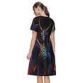 thumbnail image 2 of Horeoi Rainbow Wings Majestic Dragon Print Women's Short Sleeve Dress Breathable Polyester-Spandex All-Over Print A-Line Side Pockets Elastic Waist, 2 of 6
