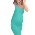 thumbnail image 3 of Juebong Maternity Sundresses for Pregnant Women Summer Round Neck Sleeveless Dress Solid Color Long Maternity Cocktail Dress Pregnancy Dresses for Photoshoot, 3 of 4