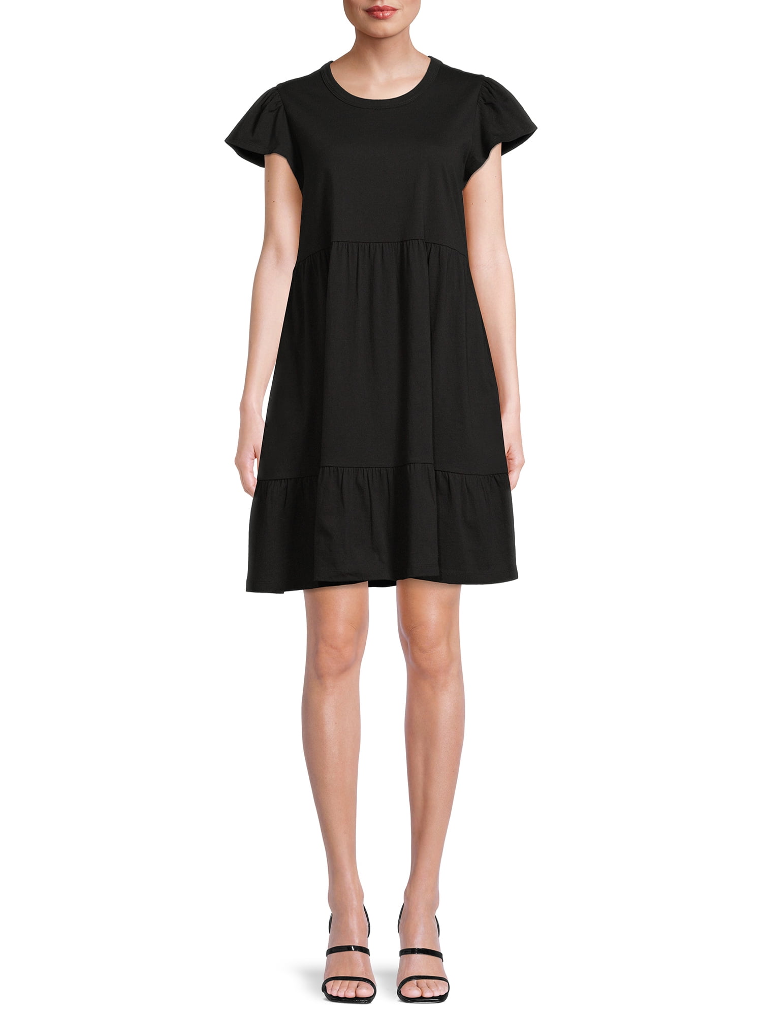 Short Sleeve Tiered Knit Dress 