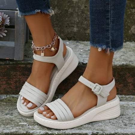 

Herrnalise Summer Women Thick Bottom Slope Heel Shoes Beach Roman Casual Slippers Sandals Shoes for Women