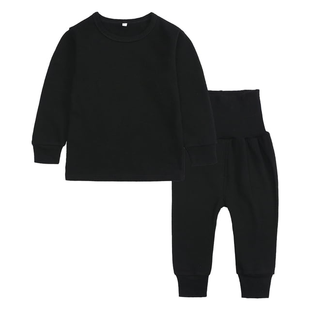 Gibobby Conjunto de leggings para bebés y niñas Niños pequeños Bebé Niño Niña Ropa Unisex Tops Pantalones de cintura alta Conjunto Otoño Invierno Pijamas(Negro, 2-3 Años)