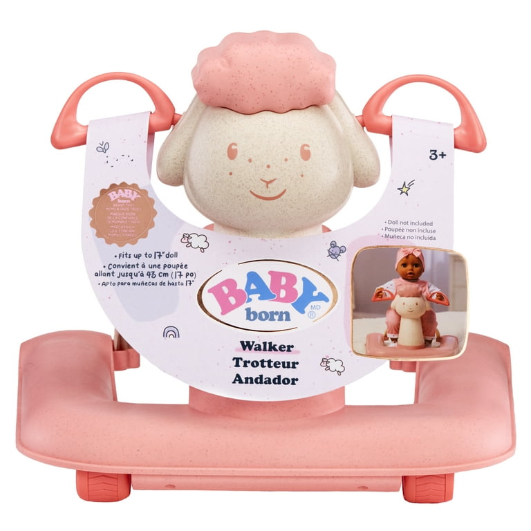 Baby Born Doll Walker with Rolling Wheels Adjustable Seat Belt Sturdy Dolls Up to 17 inch Kids Ages 3