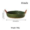thumbnail image 2 of Red Sol Rojo cuerda trenzada plato de fruta vegetal cesta hecha a mano creativa grande cerámica binaural plato profundo gres vajilla vintage, 2 of 6