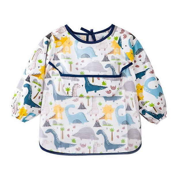 Infant Baby Cotton Clothes Waterproof Sleeve Bib Toddler Feeding Smock Apron (Random Style)