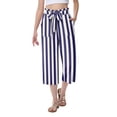 thumbnail image 1 of Pantalones capri FreshNight de pierna ancha para mujer, blanco y azul a rayas, 1 of 2