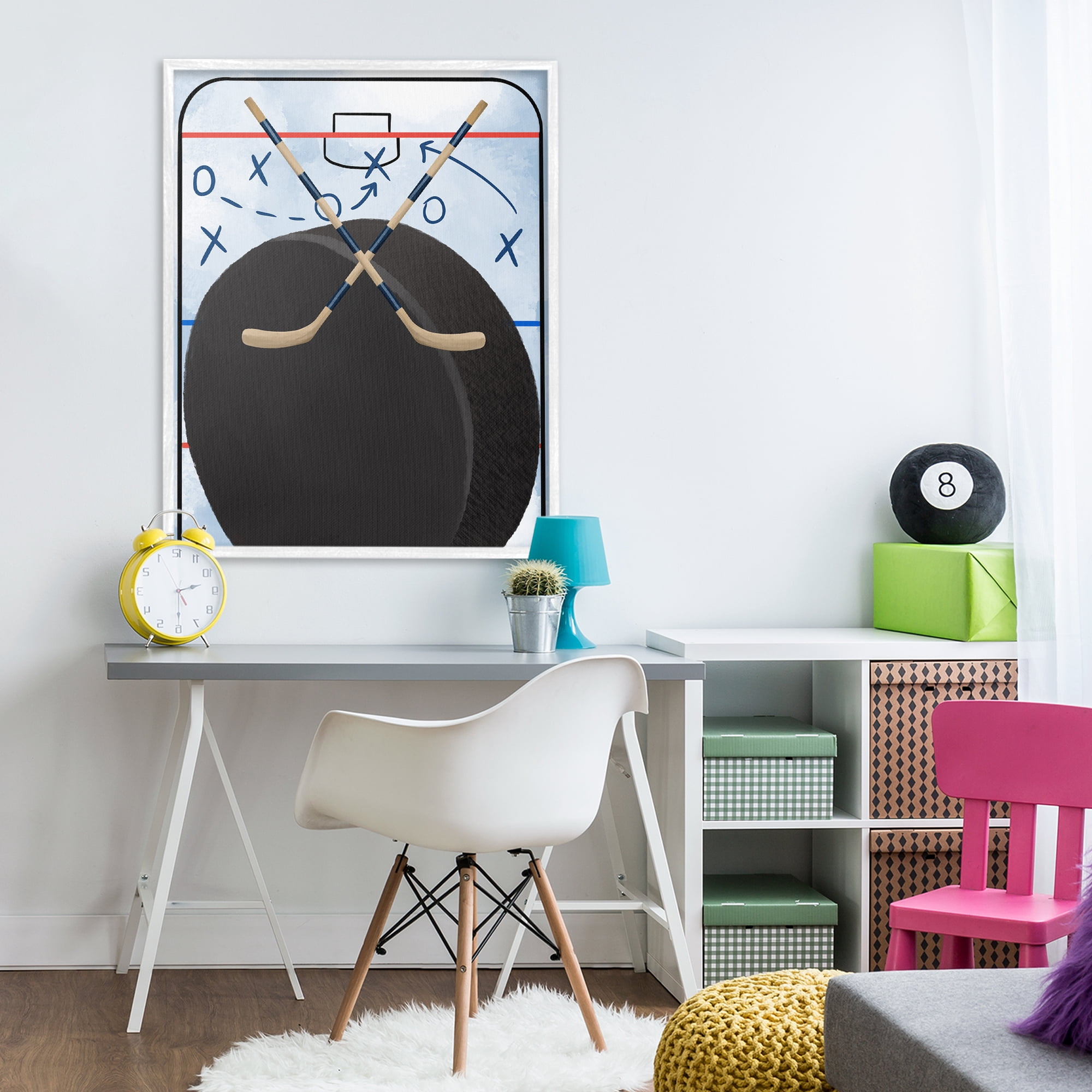 Stupell Industries Hockey Rink Tactics White Framed Giclee Art, design by Jennifer Stith