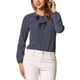 thumbnail image 1 of Blusa de manga larga con cuello rizado INSPIRE CHIC para mujeres, Día de San Valentín, talla XL, azul oscuro con puntos, 1 of 6
