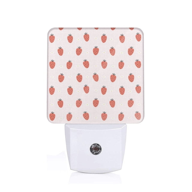 Fotbe Strawberry Luz Nocturna LED, Luz de Noche con Sensor de Luz Natural de Anochecer a Amanecer, Se Enchufa a la Pared, Blanco Cálido 0.5W-EU