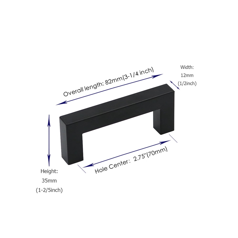 Fitviso 10 Pack 2.75 Inch Center to Center Matte Black Cabinet Handles Stainless Steel Drawer Pulls