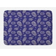 thumbnail image 1 of Abstract Bath Mat, Silhouettes of Pine Cones Fir Tree Hand Drawn Like Sketch Design Print, Plush Bathroom Decor Mat with Non Slip Backing, 29.5" X 17.5", Indigo and Pale Tan, by Ambesonne, 1 of 2