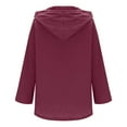 thumbnail image 4 of Ohufall Womens Cotton Linen Hoodie Shirts Lightweight Loose V-Neck Hoodies Fashion Solid Color Casual Long Sleeve Blouses for Women, 4 of 5