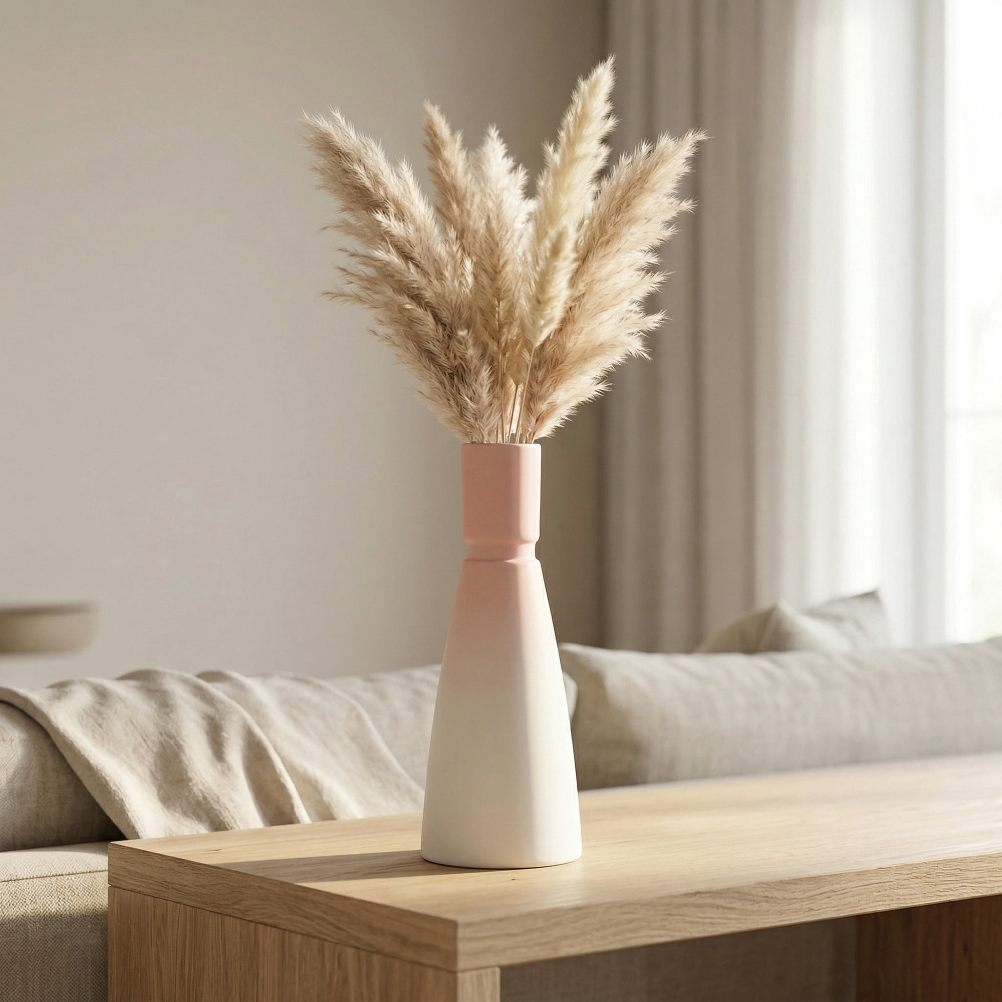 Unique Bargains Modern Tall Ceramic Vase for Decorative Pink 3.5"L x 3.5"W x 9.4"H
