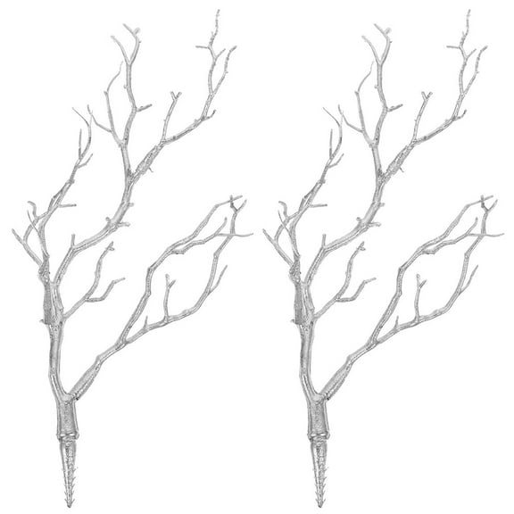 HONITANO 2Pcs Decorative Branches Plastic Tree Branches Silver 13.8X7.9X2.0in Home and Decor