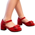 thumbnail image 6 of DMDUOU Girls Heels Dress Shoes Flats for Wedding Bow Flower Princess Shoes for Little Kid Red 8.5-9Years, 6 of 6
