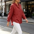 thumbnail image 4 of Women's Winter Cardigan Long-Sleeved Cardigan With Buttons Double Pockets And Collared Shirts Top Cozy Layered Top for Women Red 2XL, 4 of 5