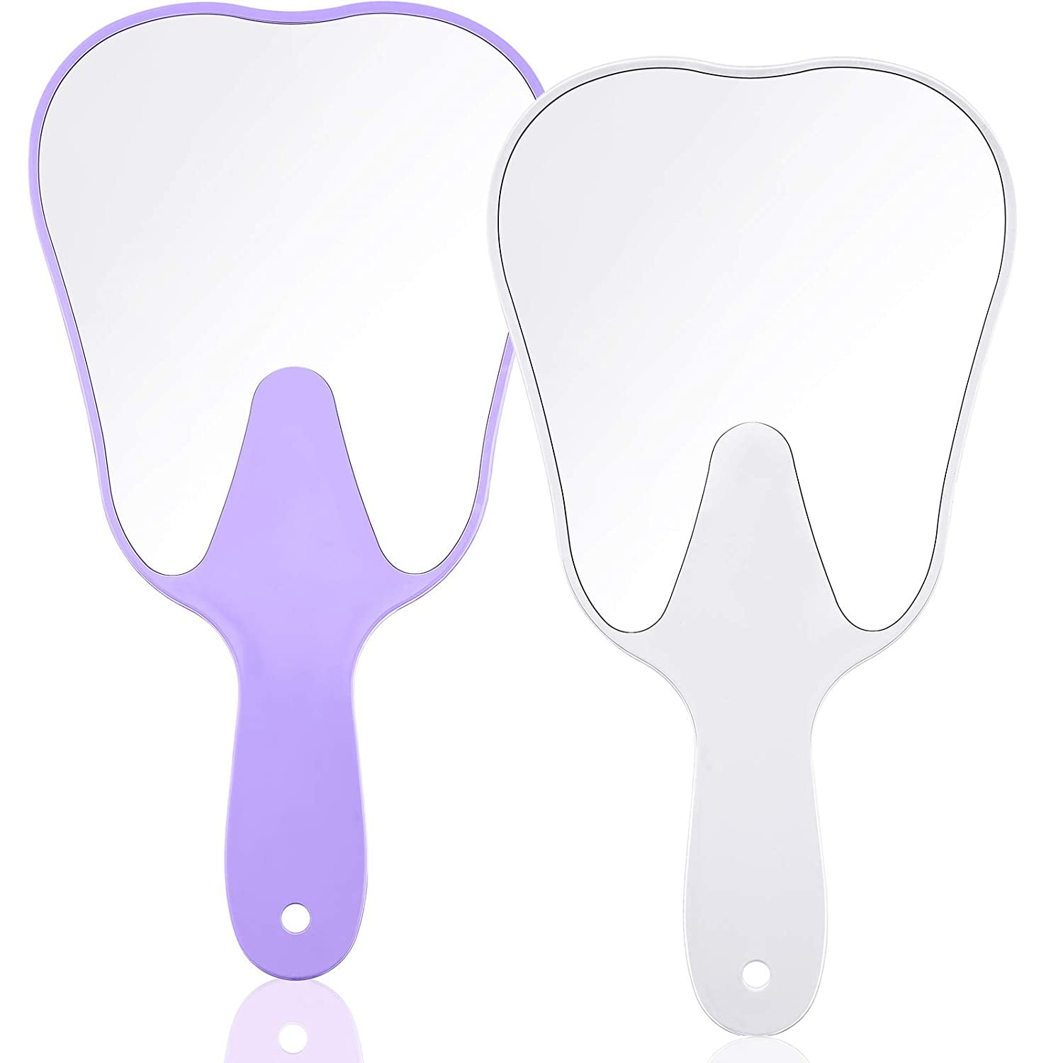 Borke 2 Pieces Tooth Shaped Handheld Mirror Makeup Mirror Hand Held