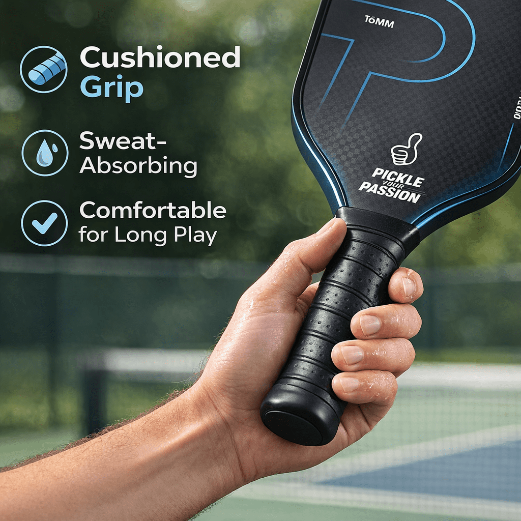 16mm Carbon Fiber Pickleball Paddle Set of 2, Raw Surface for Spin & Control, Includes Bag & 4 Balls