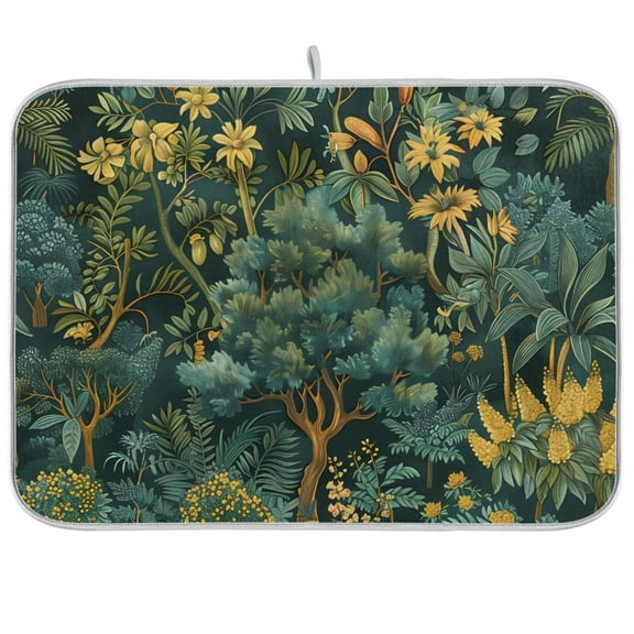 Forest Dish Drying Mat Dish Drainer Rack Mats Water Absorbent Non-Slip Easy Clean Heat Resistant for Kitchen Counter