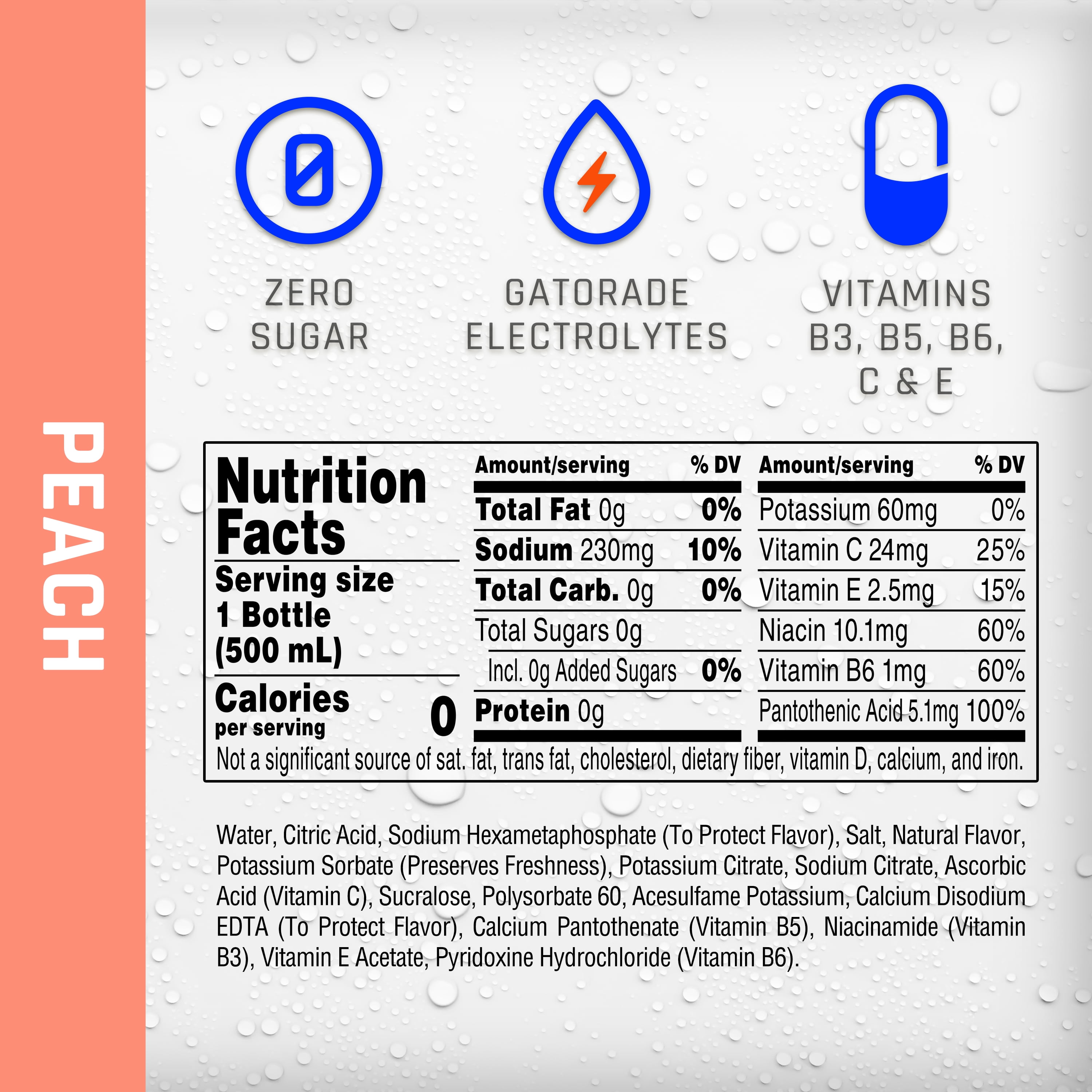 Propel Zero, Peach, 20 fl oz Bottle