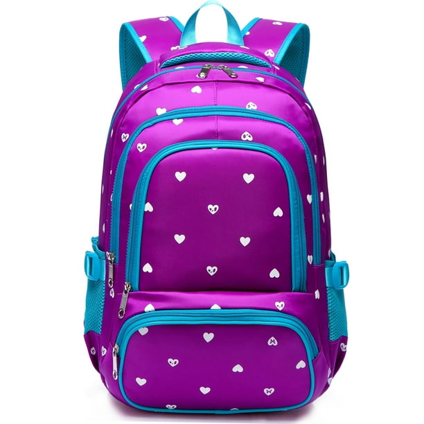 Mochila para niñas BLUEFAIRY de primaria 17 pulgadas con forma de corazón