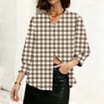 thumbnail image 5 of HVOBTTY Women's Print Button Front Cardigan 3/4 Sleeve V Neck Casual Fashion Lightweight Soft Tops Brown, L, 5 of 5