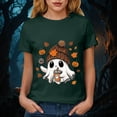 thumbnail image 7 of Kakishop Women Fall Halloween Doodles V Neck Shirt Funny Family Party Celebration Short Sleeve Tee Pumpkin Graphic Thanksgiving Tops Womens T Shirts(Dark Green,XL), 7 of 7