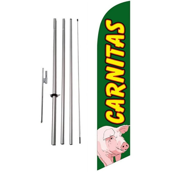 Carnitas Spanish Restaurant Advertising Feather Banner Swooper Flag Sign with Flag Pole Kit and Ground Stake