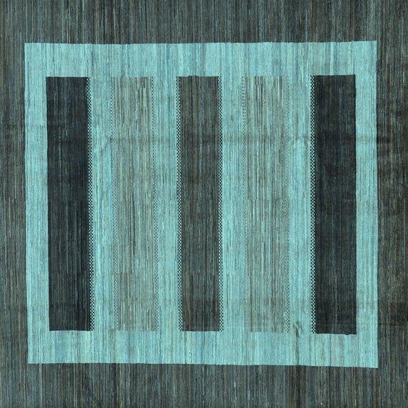 Ahgly Company Indoor Square Abstract Light Blue Modern Area Rugs, 7' Square