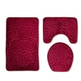 thumbnail image 1 of Giyblacko Three-piece Toilet Set 3pc Bathroom Set Rug Contour Mat Toilet Lid Cover Plain Solid Color Bathmats, 1 of 1