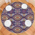 thumbnail image 2 of Floral Boho Motif Stretch Tablecloth for Round Tables, Fits 38"-42", 44" Diameter Wrinkle Free Cover for Kitchen & Dining, 2 of 7