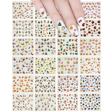 Christmas Nails Art Design ALLYDREW 24 Sheets Falala Christmas Nail Stickers Holiday Nails Set Nail Art Sheets ()