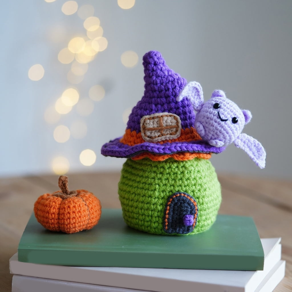 Halloween Candy House Crochet Set for Kid Adult, with Video Tutorial Instruction, Crochet Hook, Knitting Needle, Yarns